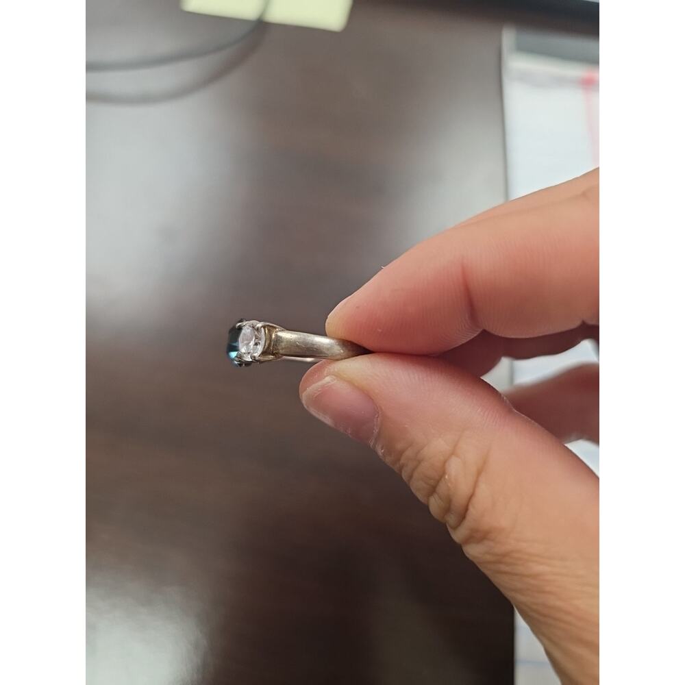 Women's Solitaire White Diamond Topas Promise Ring 925 Silver Size 7 4.89 G - Picture 8 of 16